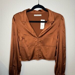 Women's Rust Satin Top